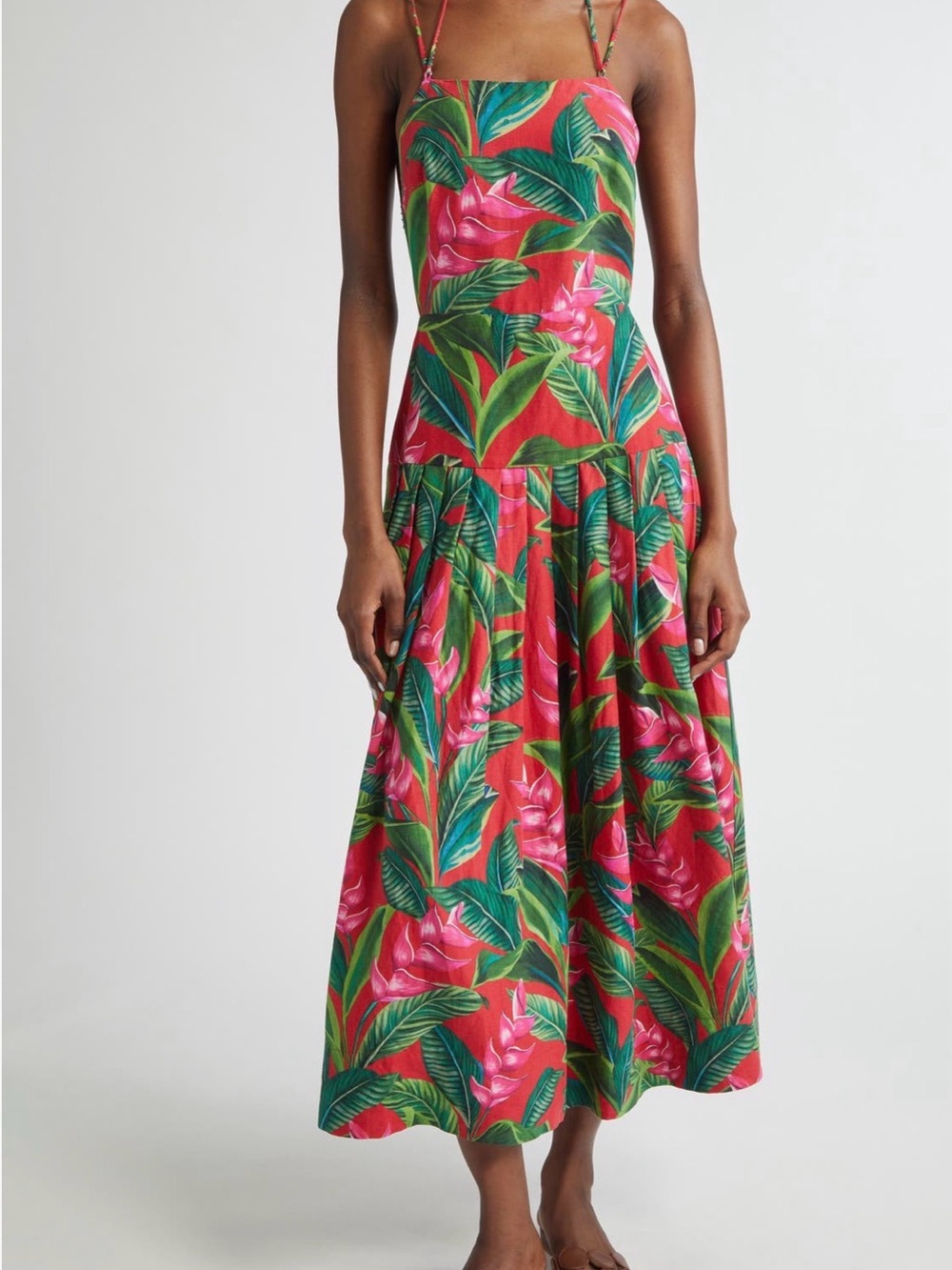 FARM Rio Dream Garden Strappy Back Linen Blend Maxi Dress XS